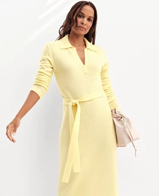 Ann Taylor Collared Sweater Dress Pale Forsythia Women's