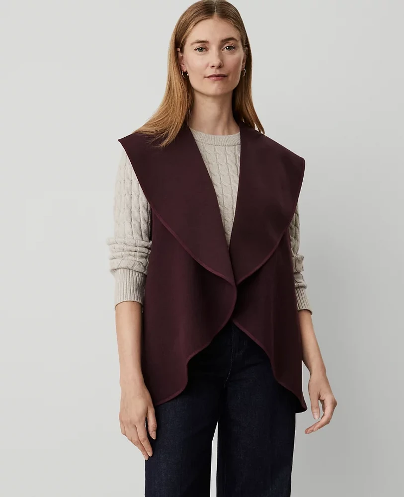 Ann Taylor Draped Poncho Vest Plum Rose Women's