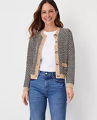 Ann Taylor Geo Stitch Sweater Jacket