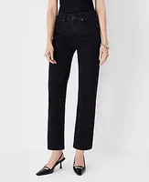 Ann Taylor High Rise Straight Jeans Washed Black Wash