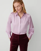 Ann Taylor Collared Shirred Yoke Button Down Shirt Women's