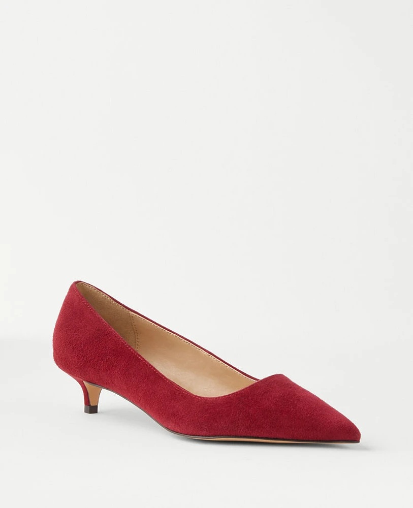 Ann Taylor Suede Pointy Toe Kitten Heel Pumps Women's