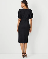 Ann Taylor Faux Suede Puff Sleeve Sheath Dress Black Women's