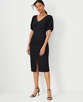 Ann Taylor Faux Suede Puff Sleeve Sheath Dress Black Women's