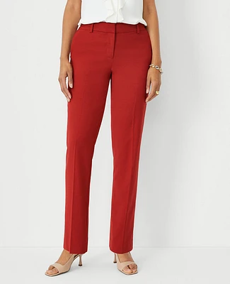 Ann Taylor The Straight Pant in Lightweight Weave - Curvy Fit Size 00 Bright Brick Women's