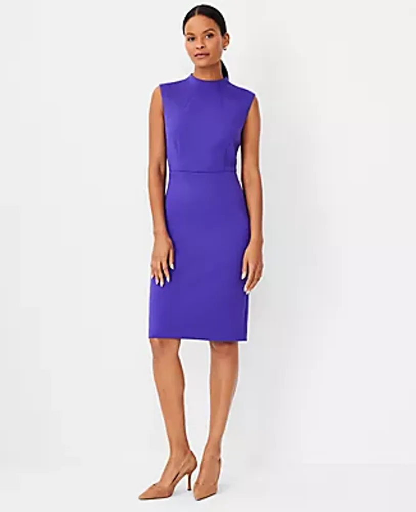 Ann Taylor Mock Neck Cap Sleeve Sheath Dress