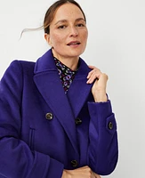 Ann Taylor Wool Blend Notched Collar Peacoat Size XS Ultraviolet Women's