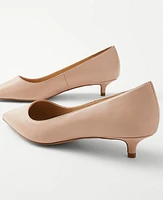 Ann Taylor Leather Pointy Toe Kitten Heel Pumps Soft Blush Women's