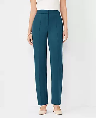 Ann Taylor The Petite Pintucked Straight Pant in Double Knit - Curvy Fit