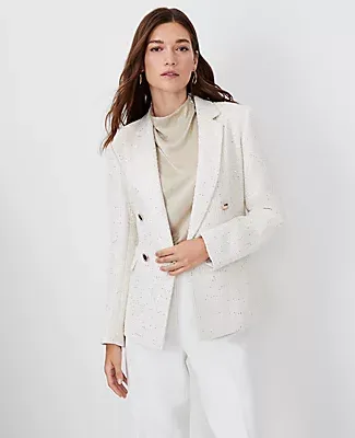Ann Taylor The Tailored Double Breasted Blazer Sequin Tweed