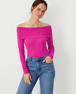 Ann Taylor Off The Shoulder Sweater Rich Pink Berry Women's