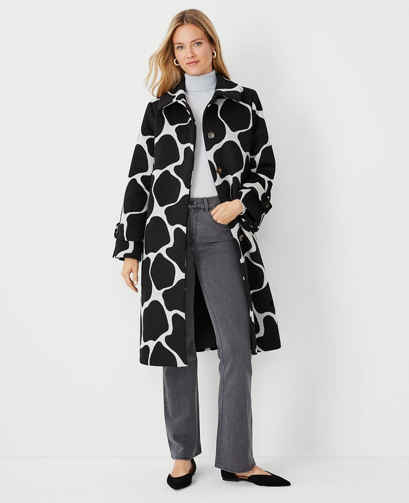 Ann Taylor Giraffe Print Mac Coat Black Women's