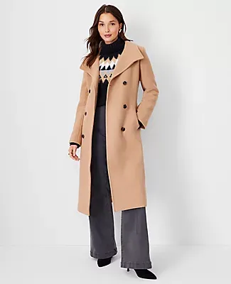 Ann Taylor Wool Blend Belted Double Breasted Coat