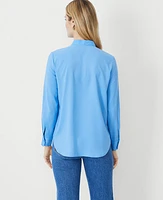 Ann Taylor Tie Neck Blouse Pure Azure Women's