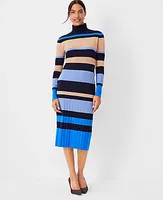 Ann Taylor Striped Turtleneck Sweater Dress