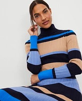 Ann Taylor Striped Turtleneck Sweater Dress Women's