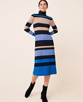 Ann Taylor Striped Turtleneck Sweater Dress Women's