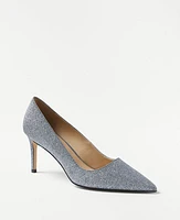 Ann Taylor Glitter Straight Heel Pumps Silver Women's