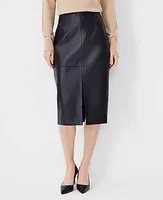 Ann Taylor Petite Pebbled Faux Leather Seamed Pencil Skirt