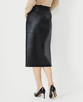 Ann Taylor Petite Pebbled Faux Leather Seamed Pencil Skirt Black Women's