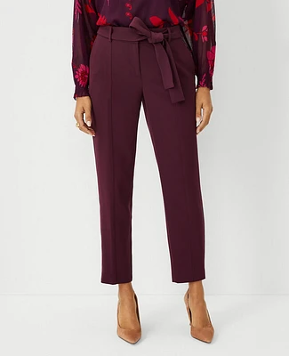 Ann Taylor The Petite Tie Waist Ankle Pant Crepe Plum Rose Women's