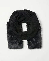 Ann Taylor Faux Fur Cable Scarf Black Women's