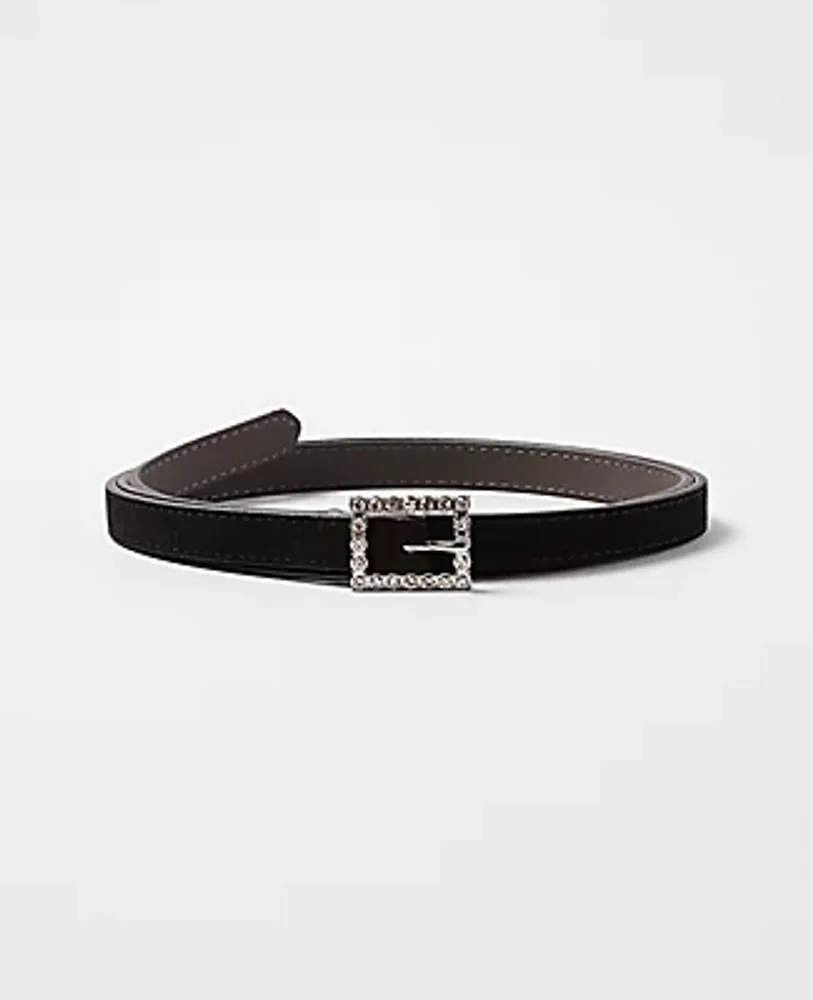 Ann Taylor Crystal Square Buckle Leather Belt