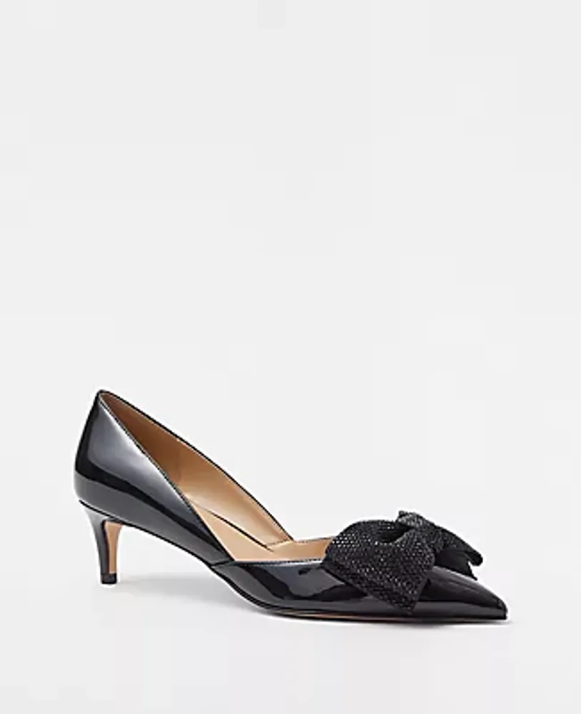 Ann Taylor Crystal Bow D'Orsay Patent Pumps