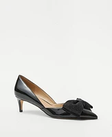 Ann Taylor Crystal Bow D'Orsay Patent Pumps Black Women's