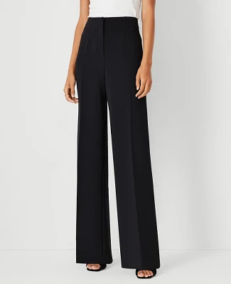 Ann Taylor The Tall Wide Leg Pant Crepe Black Women's