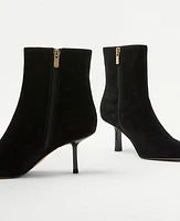 Ann Taylor Sculptural Heel Suede Booties Black Women's