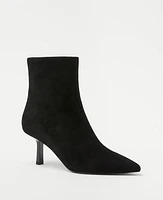 Ann Taylor Sculptural Heel Suede Booties Black Women's