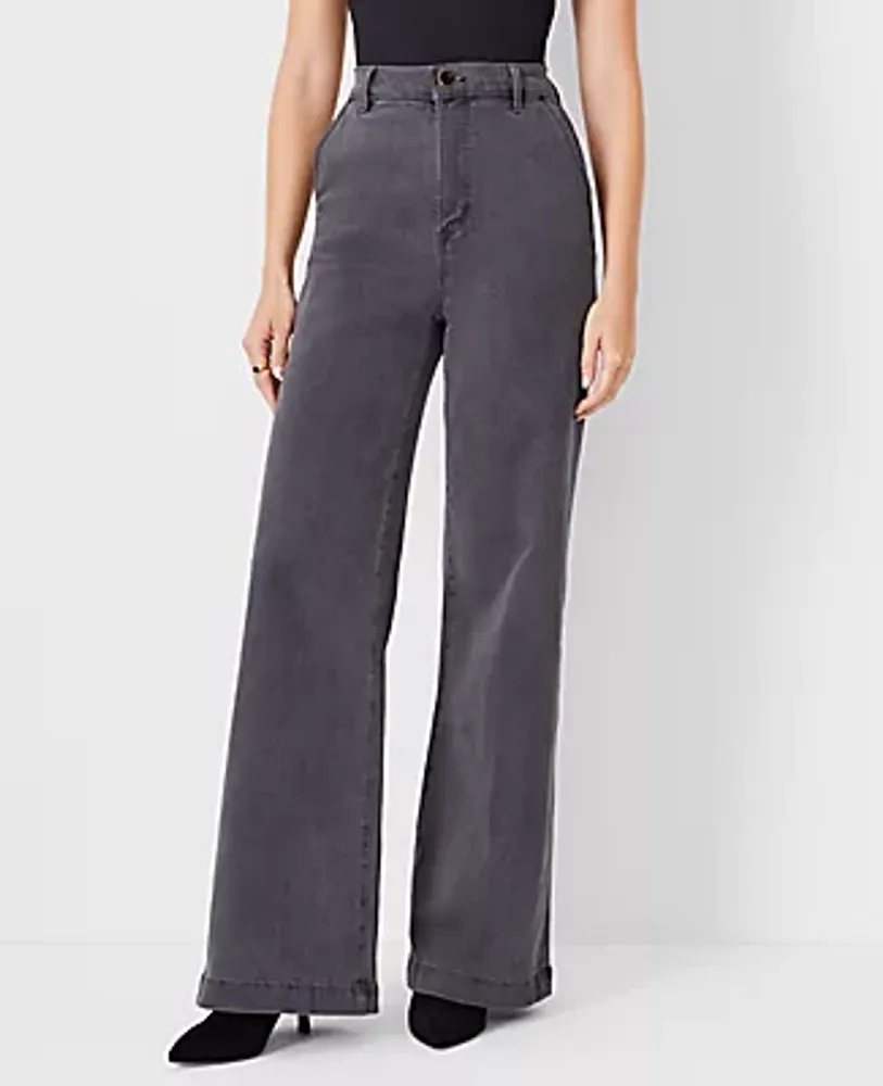 Ann Taylor Petite High Rise Trouser Jeans in Pure Grey Wash