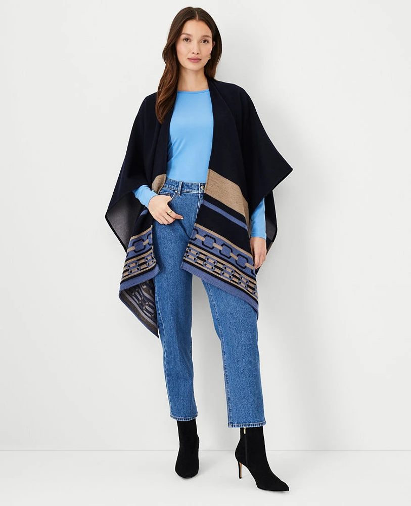 Ann Taylor Chain Print Open Poncho Night Sky Women's