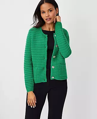 Ann Taylor Geo Stitch Sweater Jacket