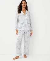 Ann Taylor Studio Collection Celestial Silk Pajama Set Size Medium Manhattan Mist Women's