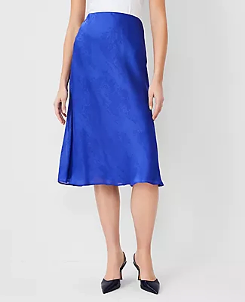 Ann Taylor Toile Jacquard Bias Midi Slip Skirt