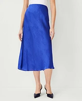 Ann Taylor Toile Jacquard Bias Midi Slip Skirt Dazzling Blue Women's