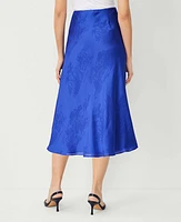 Ann Taylor Toile Jacquard Bias Midi Slip Skirt Dazzling Blue Women's