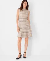 Ann Taylor Tweed Mock Neck Flounce Dress