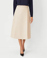 Ann Taylor Pebbled Faux Leather Wrap Midi Skirt Toasted Oat Women's