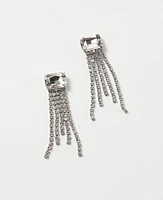 Ann Taylor Rectangular Crystal Chandelier Earrings Silvertone Women's