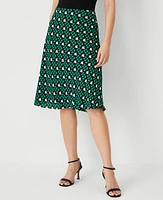 Ann Taylor Floral Tile Bias Slip Skirt Grass Green Women's