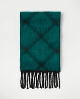 Ann Taylor Windowpane Fuzzy Scarf Black Women's