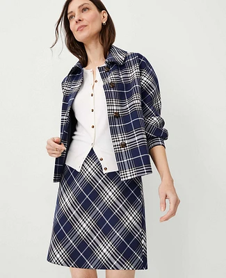 Ann Taylor Plaid A-Line Skirt Pure Sapphire Women's