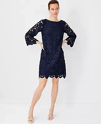 Ann Taylor Studio Collection Lace Boatneck Shift Dress