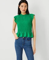 Ann Taylor Smocked Ruffled Top Women's