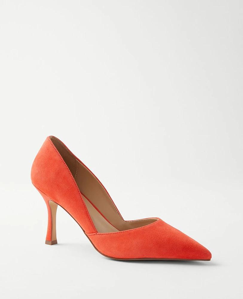 Ann Taylor Suede Azra Pumps Grenadine Punch Women's