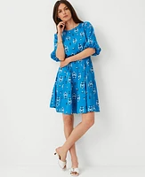 Ann Taylor Floral Boatneck Flare Dress Santorini Women's