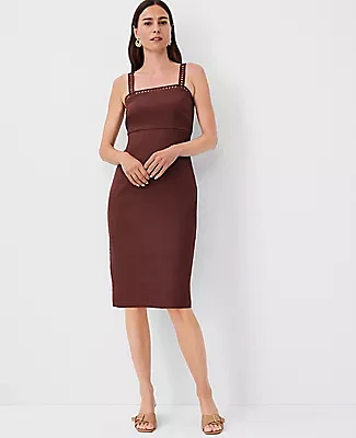 Ann Taylor Circle Trim Strap Sheath Dress